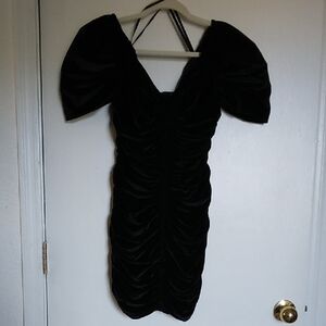 Anthropologie Hutch Black Ruched Mini Dress